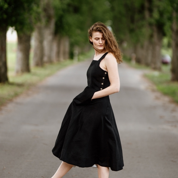 Son de Flor Dresses & Skirts - Son de Flor Pinafore in Black Pansy